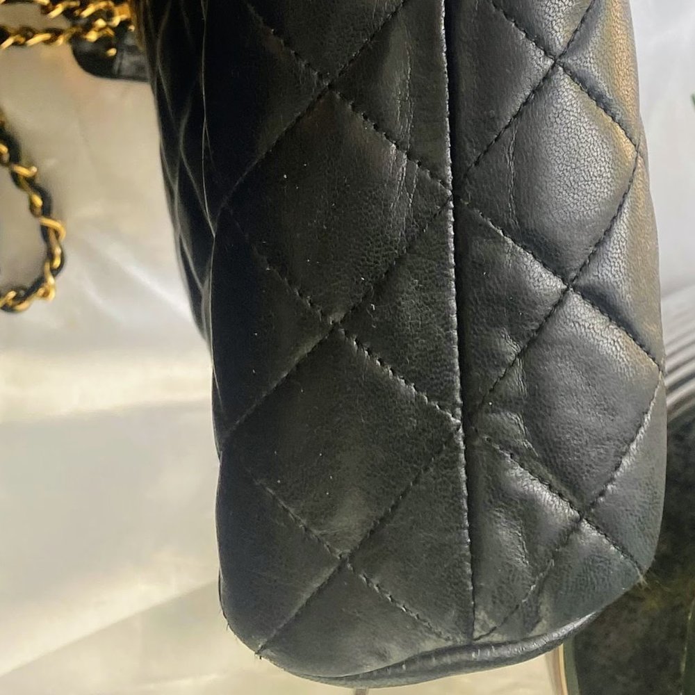 CHANEL 🔥CC Logo Matelasse Chain Shoulder Tote Bag Leather Black - Picture 11 of 16